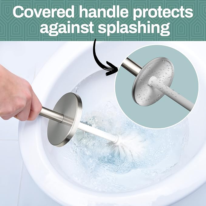 Home Intuition Polished Chrome Stainless Steel Vented Toilet Brush and Holder - Image 2