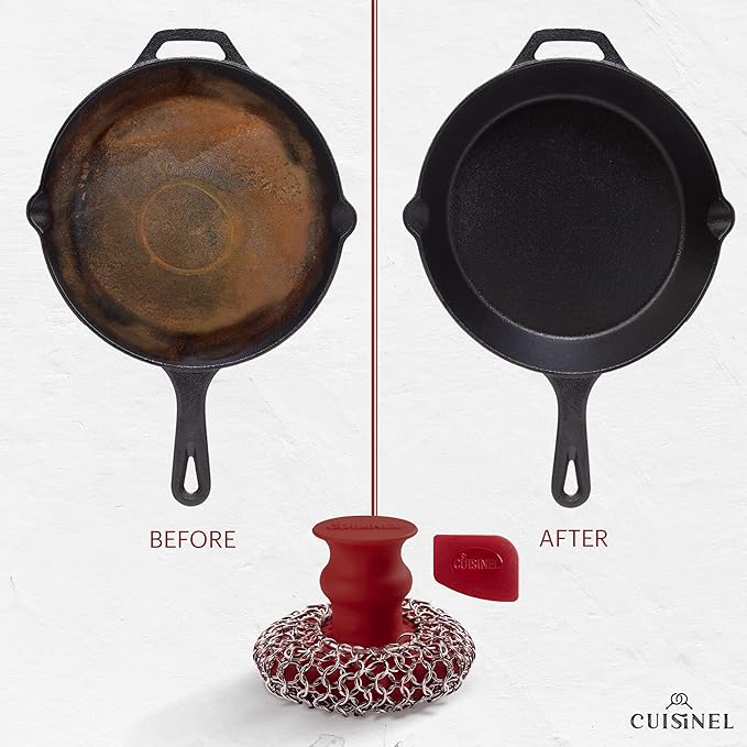 Cuisinel Cast Iron Chainmail Scrubber + Pan Scraper - Image 2