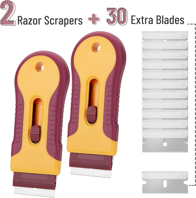 Bates- Razor Blade Scraper Tool, 2 Pack, 30 Extra Steel Blades, Anti-Slip - Image 2