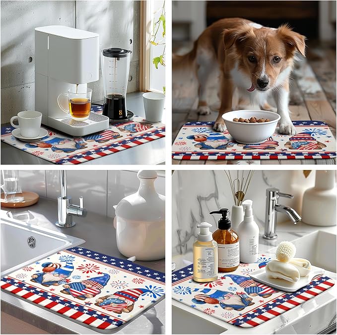 Patriotic Gnome Drying Mat 16x18 Inch American Memorial Day Independence Day - Image 7