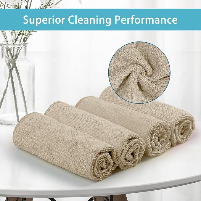 HOMEXCEL Brown Microfiber Cleaning Cloth, 8 Pack Cleaning Towels - Image 3