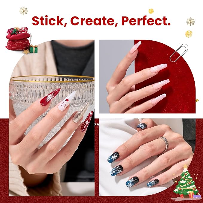 Beetles Snowflake Nail Art Stickers 30 Sheets 3D Nail Stickers White Snowmen - Image 3