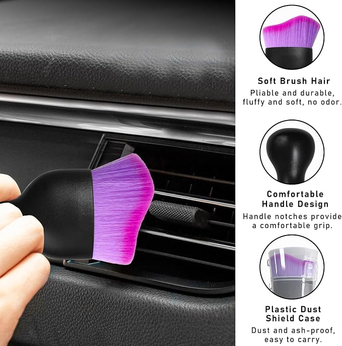 2PCS Car Interior Dust Brush, Soft Scratch Free Auto Detailing Brushes - Image 3