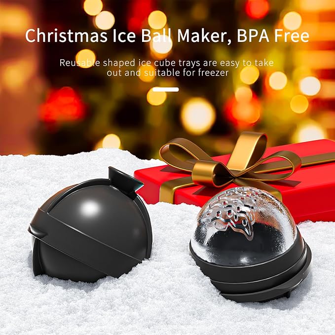 Novelty Christmas Tree Snowflake Ice Ball Maker Mold Set of 2, Christmas - Image 6