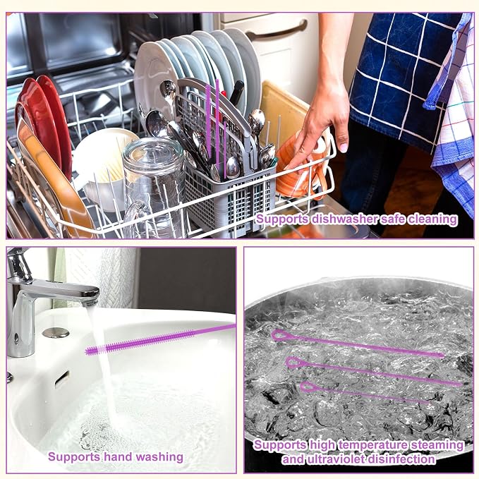 3pcs Silicone Straw Cleaner Brush Set, Reusable Extra Long Drinking Straw - Image 5