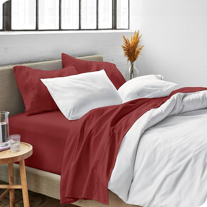 Bare Home California King Sheet Set - 1800 Ultra-Soft Microfiber Cal King Bed Sheets - Double Brushed - Deep Pockets - Easy Fit - 4 Piece Set - Bed Sheets (Cal King, Rosewood)