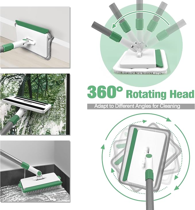 Baseboard Cleaner Tool with Handle, Wall Cleaner Mop with 54.7'' Adjustable - Image 4