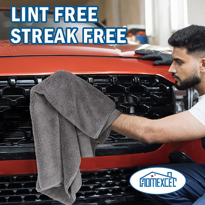 HOMEXCEL Professional Large Microfiber Car Drying Towels 2 Pack, Lint Free - Image 7