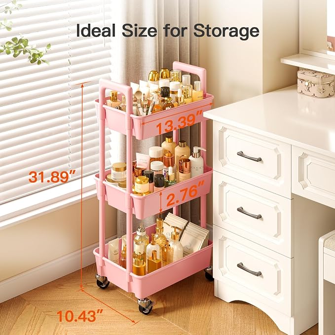 Pipishell 3 Tier Rolling Cart Organizer, Plastic Rolling Cart - Image 4