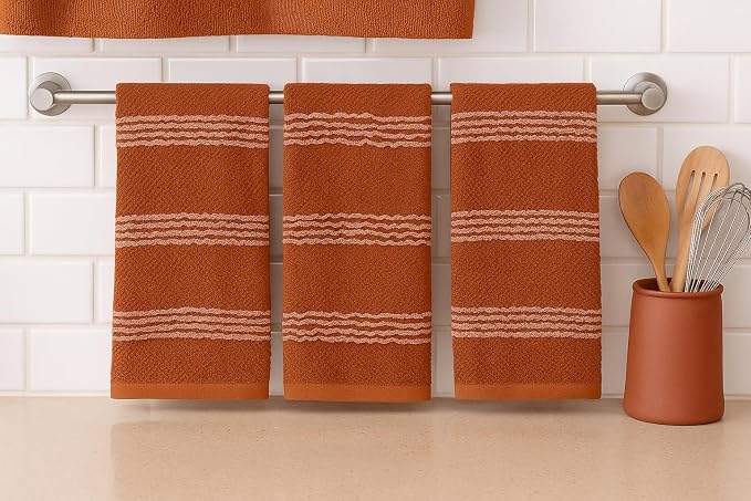 Serafina Home Terracotta Orange Rust Kitchen Hand Dish Towels: Oversized 18" x - Image 9