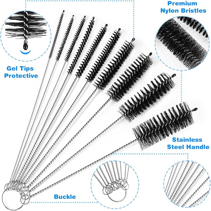 Cleaning Brushes Set, 10 Pieces 8 Inch Nylon Tube Brush + 60 Inch Flexible Long - Image 2