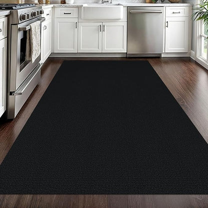 EARTHALL Washable Area Rug 4x6 Ft Non Slip Rugs for Entryway Braided Rubber Backed Bedroom Carpet Cotton Entry Rug Woven Floor Carpets for Bedroom Dining Room Living Room, Black