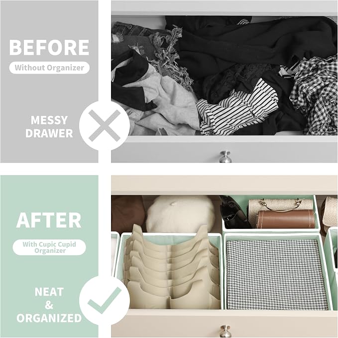 Cupic Cupid Drawer Organizer, Dresser Organizers, Foldabe Drawer Organizer - Image 3