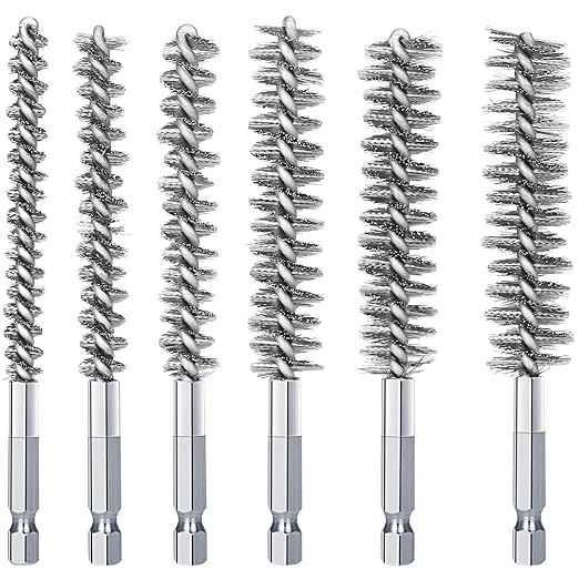 6Pcs Stainless Steel Bore Brush in Different Sizes Twisted Wire Cleaning Brush by Baisiky