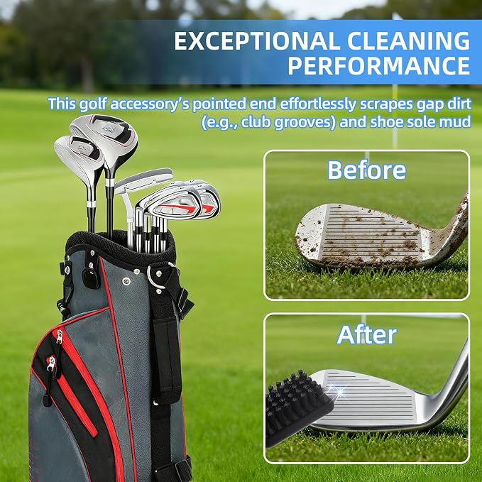 Golf Club Cleaner Brush with Rope and Metal Clasp, Stiff Bristles Shoe - Image 5