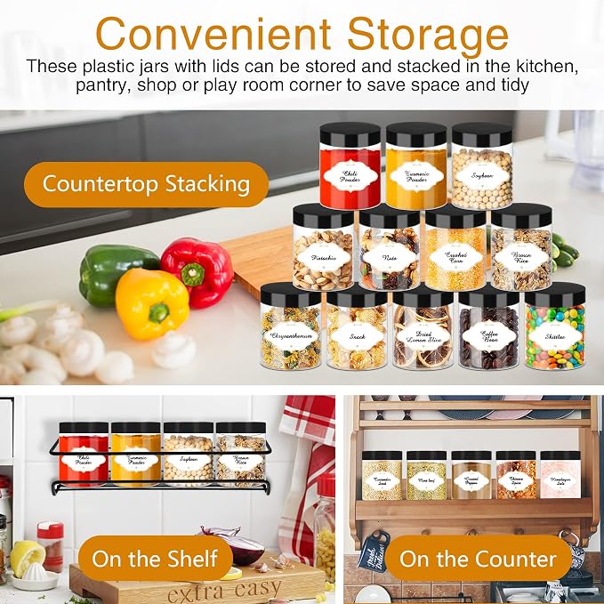 8 OZ Plastic Jars with Lids, Slime Containers with Lids 48 Pcs Airtight Round - Image 7