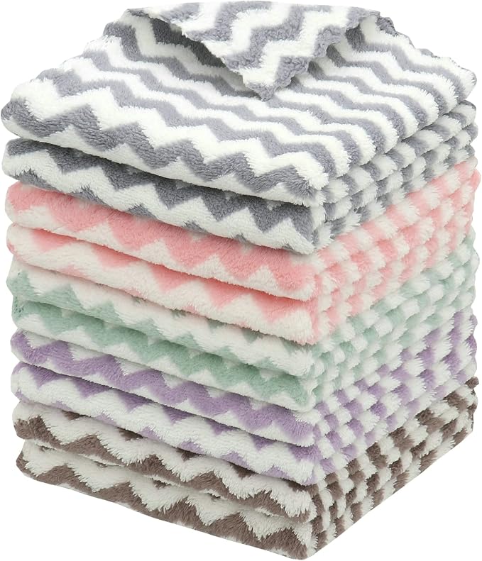 Microfiber Cleaning Cloth Lint Free Cleaning Rags, 10 Pack Fast Drying Dish Rags by HFGBLG