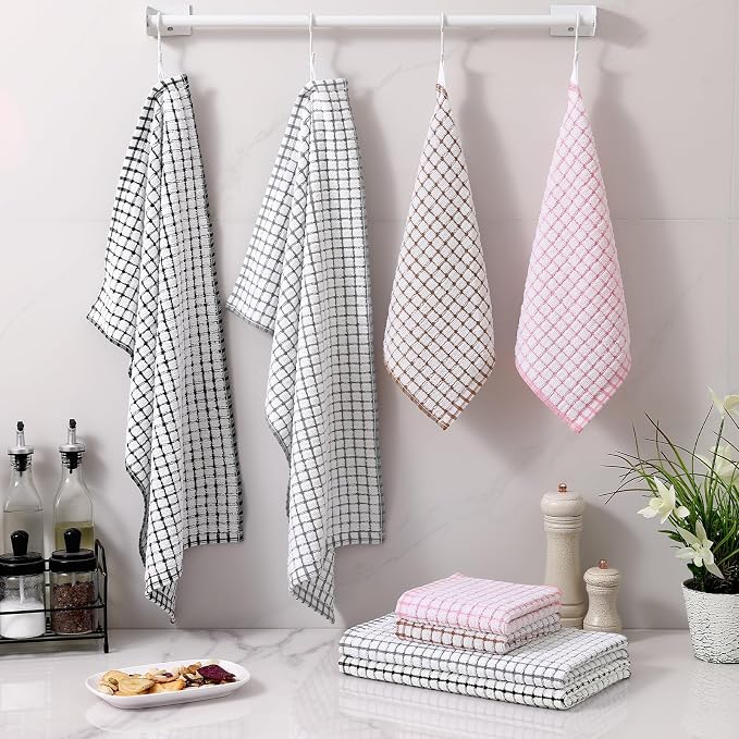 Homaxy Kitchen Towels and Dishcloths Set, 16 x 25 and 12 x 12 Inches, Super - Image 7