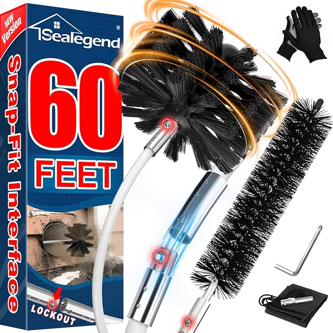 Sealegend 60 Feet Dryer Vent Cleaner Kit/Lint Remover/2×Upgraded Flexible by Sealegend