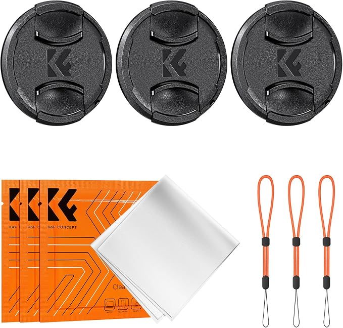 K&F Concept 72mm Lens Cap, 9-in-1 Center Pinch Lens Cover + Anti-Loss Keeper by KFCONCEPT
