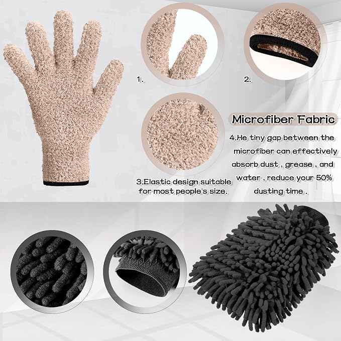 6 Pcs Microfiber Dusting Mitt Gloves - Image 3
