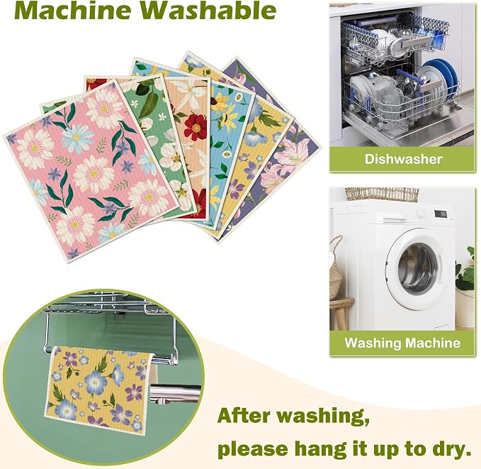 6 Packs Swedish Paper Cloths for Kitchen, Reusable Paper Towels Washable Dish - Image 5