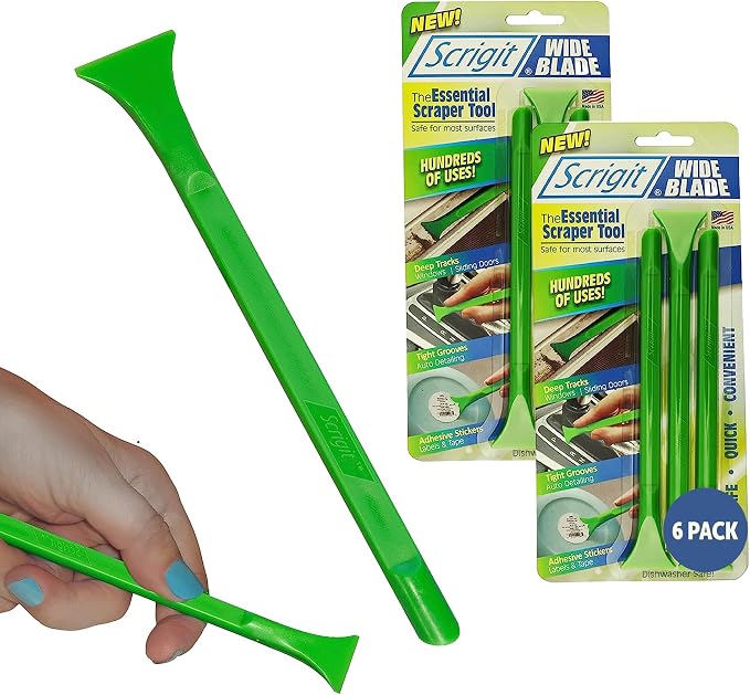 Scrigit Scraper Wide Blade No-Scratch Plastic Scraper Tool, 6 Pack by Scrigit