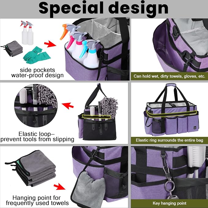 Extra large Cleaning Caddy Bag Built-in Sturdy Support Board, Cleaning Organizer - Image 5