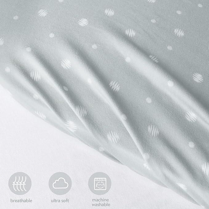 Bassinet Sheets 2 Pack, Fit for SNOO Smart Sleeper, UPPAbaby Bassinet, Chicco LullaGo Anywhere Bassinet and Moses Basket, Baby Boy/Girl, Ultra Soft & Super Stretchy, White & Grey Ball,13" x 30"