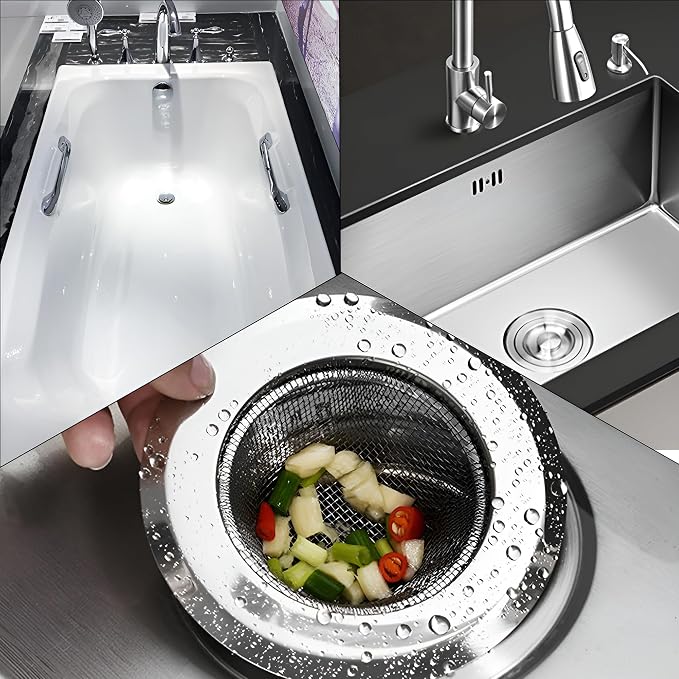 3PCS 4.5" Kitchen Sink Strainer, Stainless Steel Drain Strainers - Image 7