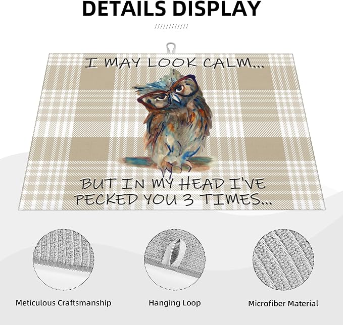 Kitchen Drying Mat Funny Owl Dish Drainer Mat - Image 5
