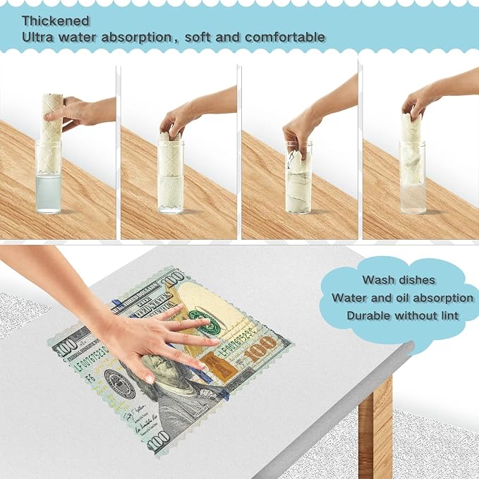 ALAZA Kitchen Towels 100 Dollar Bill Printed Dish Towels Multipurpose Reusable - Image 4