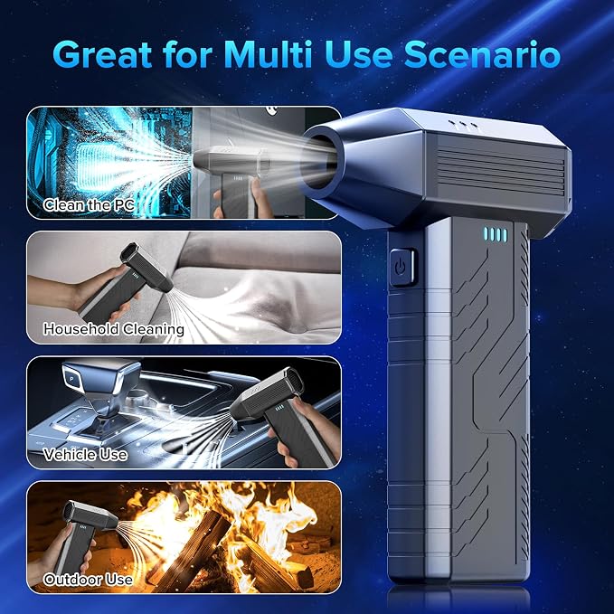 Compressed Air Duster, 8000mAh 130, 000 RPM Keyboard Cleaner, Replace - Image 4