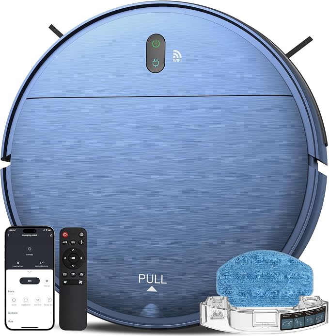 ZCWA Robot Vacuum and Mop Combo, 2.4GHz WiFi Link Vacuum Robot, 4 Cleaning Mode by ZCWA