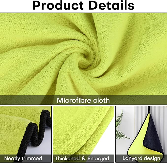 Hovom 3PCS Car Microfiber Towels, 23.62"×11.81" Lint-Free Microfiber Towels - Image 3