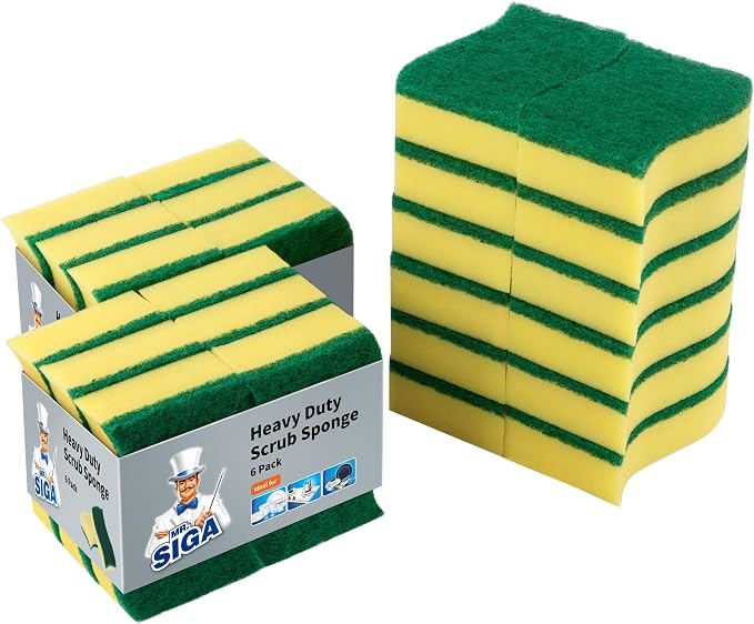 MR.SIGA Heavy Duty Scrub Sponge, Size:11 x 7 x 3cm, 4.3" x 2.8" x 1.2" by MRSIGA