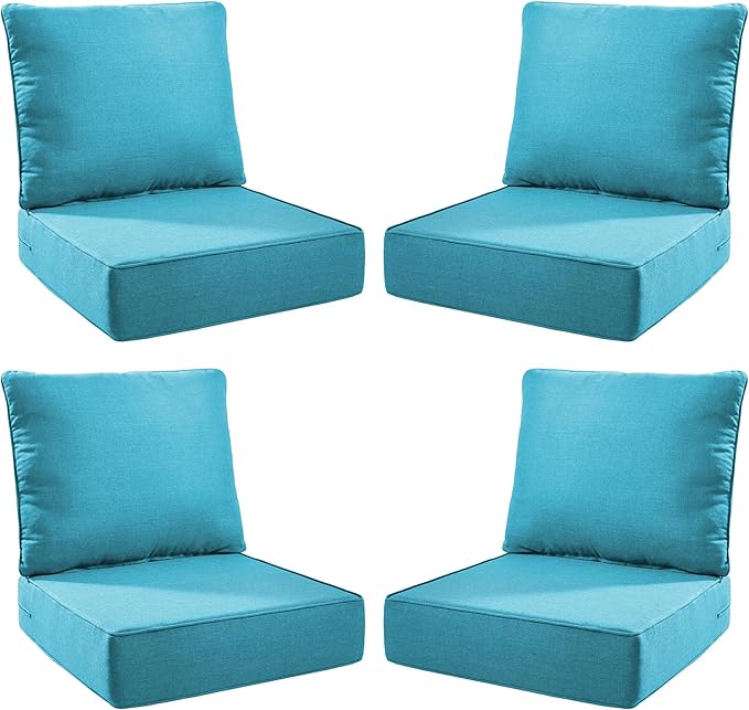 Luxury Outdoor Seat Cushion Set-24 x 24 x 6 Inch Outdoor Chair Cushions with Water Resistant & Removable Cover Outdoor Cushions for Patio Furniture Chair Sofa Couch