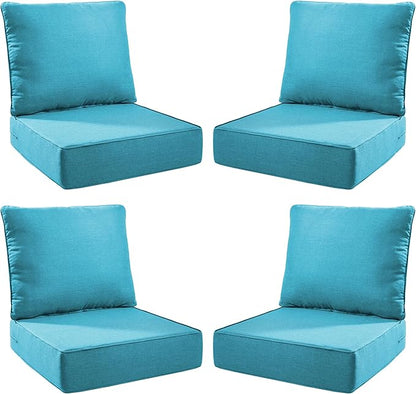 Luxury Outdoor Seat Cushion Set-24 x 24 x 6 Inch Outdoor Chair Cushions with Water Resistant & Removable Cover Outdoor Cushions for Patio Furniture Chair Sofa Couch