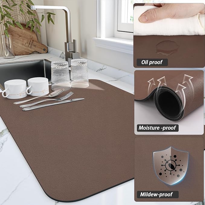 Dish Drying Mat for Kitchen Counter, Heat Resistant Drainer Mats - Image 3