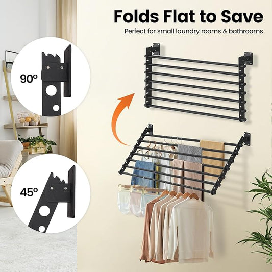 Wall Mounted Clothes Drying Rack 57 Inch – Foldable Laundry Drying Rack - Image 2
