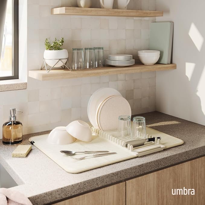 Umbra 330720-354 UDRY Rack and Microfiber Dish Drying Mat-Space-Saving - Image 2