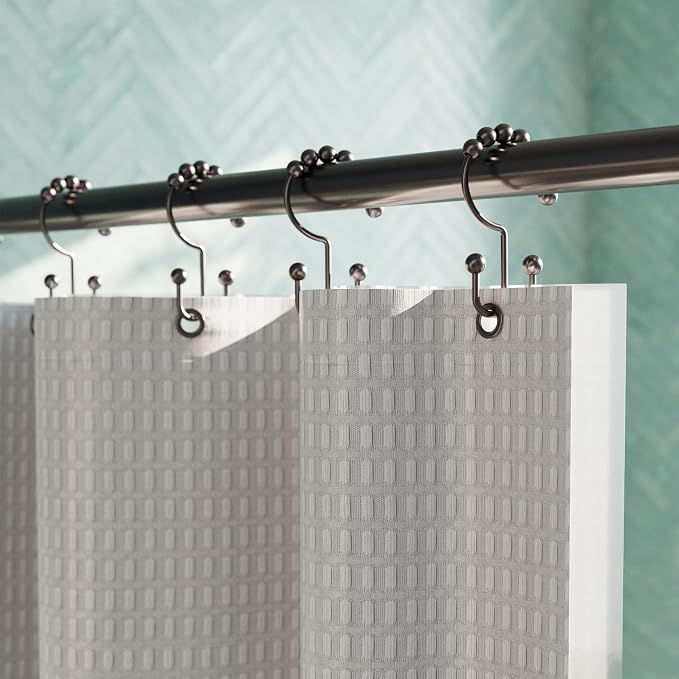 Zenna Home Metal Double Glide Shower Rings, Oil Rubbed Bronze – Set of 12 Heavy - Image 2