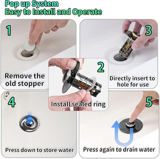 Sink Stopper Bathroom Drain, Universal Bathroom Sink Drain Strainer - Image 7