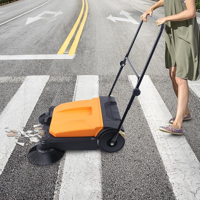 Walk Behind Outdoor Push Sweeper, 26 Inch 15L Walk-Behind Outdoor and Indoor - Image 6