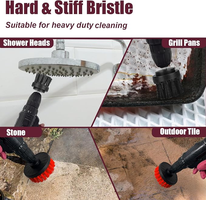 8 Pack Drill Brush Attachment Set, 1/4in Power Scrubber Brush + Extend Long - Image 4