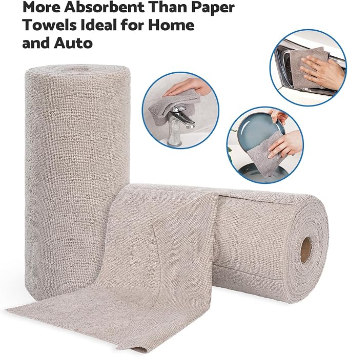 Reusable Cleaning Cloths Microfiber Towel: 50 Pack Washable Tear Away Cleaning - Image 2