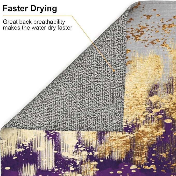 Purple Gold Abstract Art Dish Drying Mat - Image 5