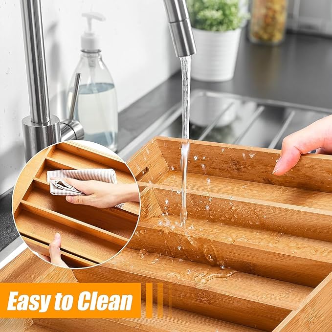 Kitchen Silverware Drawer Organizer and Storage Flatware Cutlery Utensil Holder - Image 6