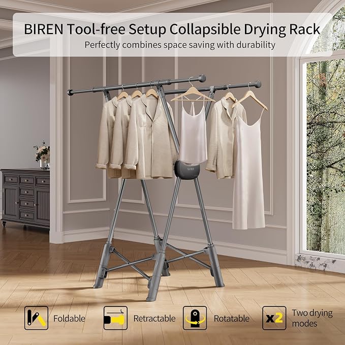 BIREN Clothes Drying Rack Heavy Duty Clothing Racks Extending Laundry Rack Two - Image 2