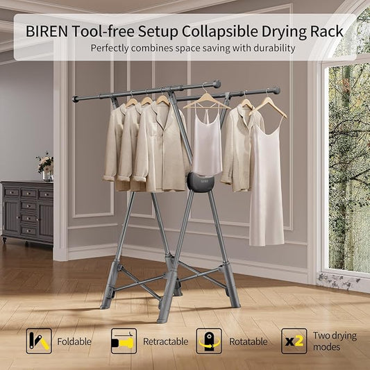 BIREN Clothes Drying Rack Heavy Duty Clothing Racks Extending Laundry Rack Two - Image 2
